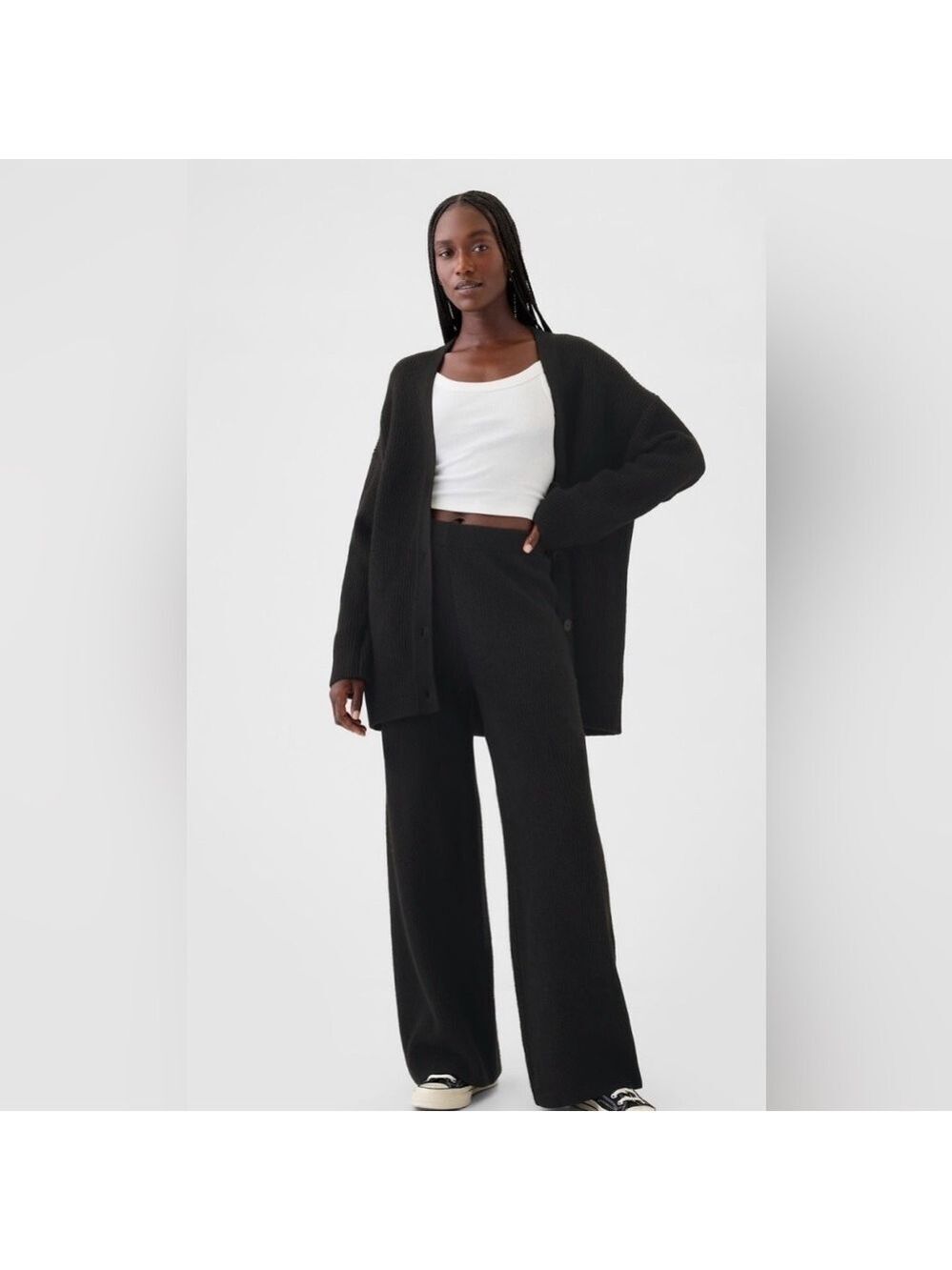 Gap Cashsoft Shaker-Stitch Ribbed Knit Sweater Pull-On Pants NWT XL Tall Luxury